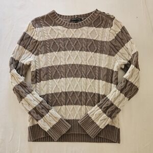 Jeanne Pierre Brown Striped Fall Sweater Size‎ Large
